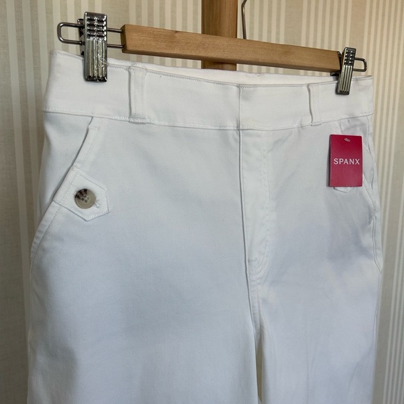 SPANX Women's White Spanx Twill Cropped Wide Leg Pant Size Medium - Picture 7 of 9